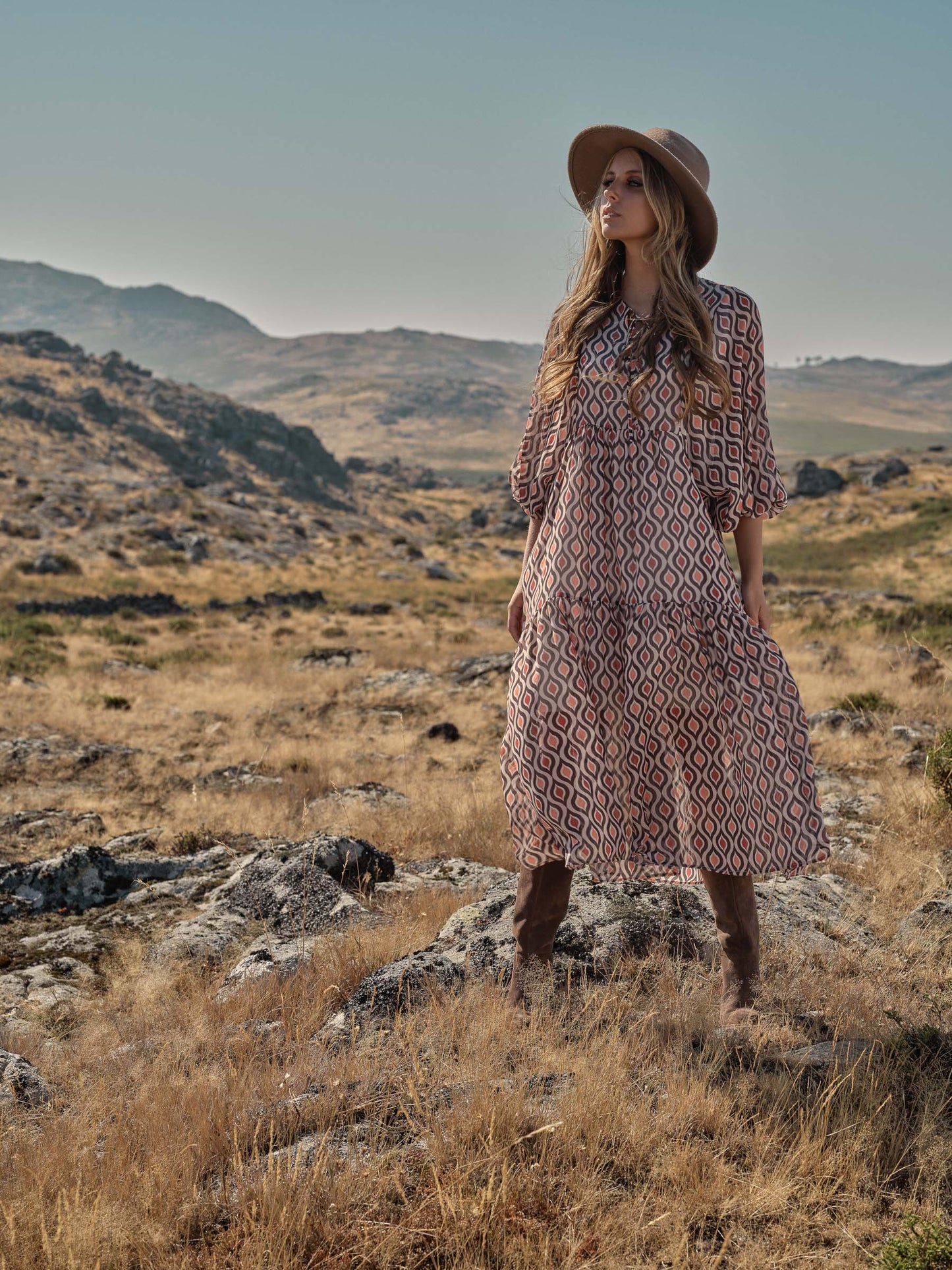Vestido comprido estampado