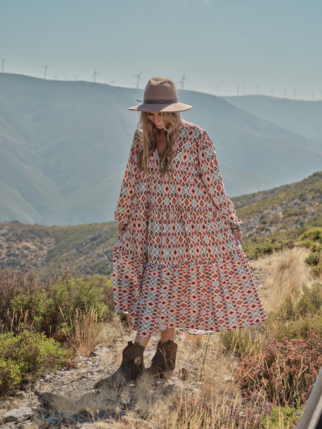 Vestido comprido estampado
