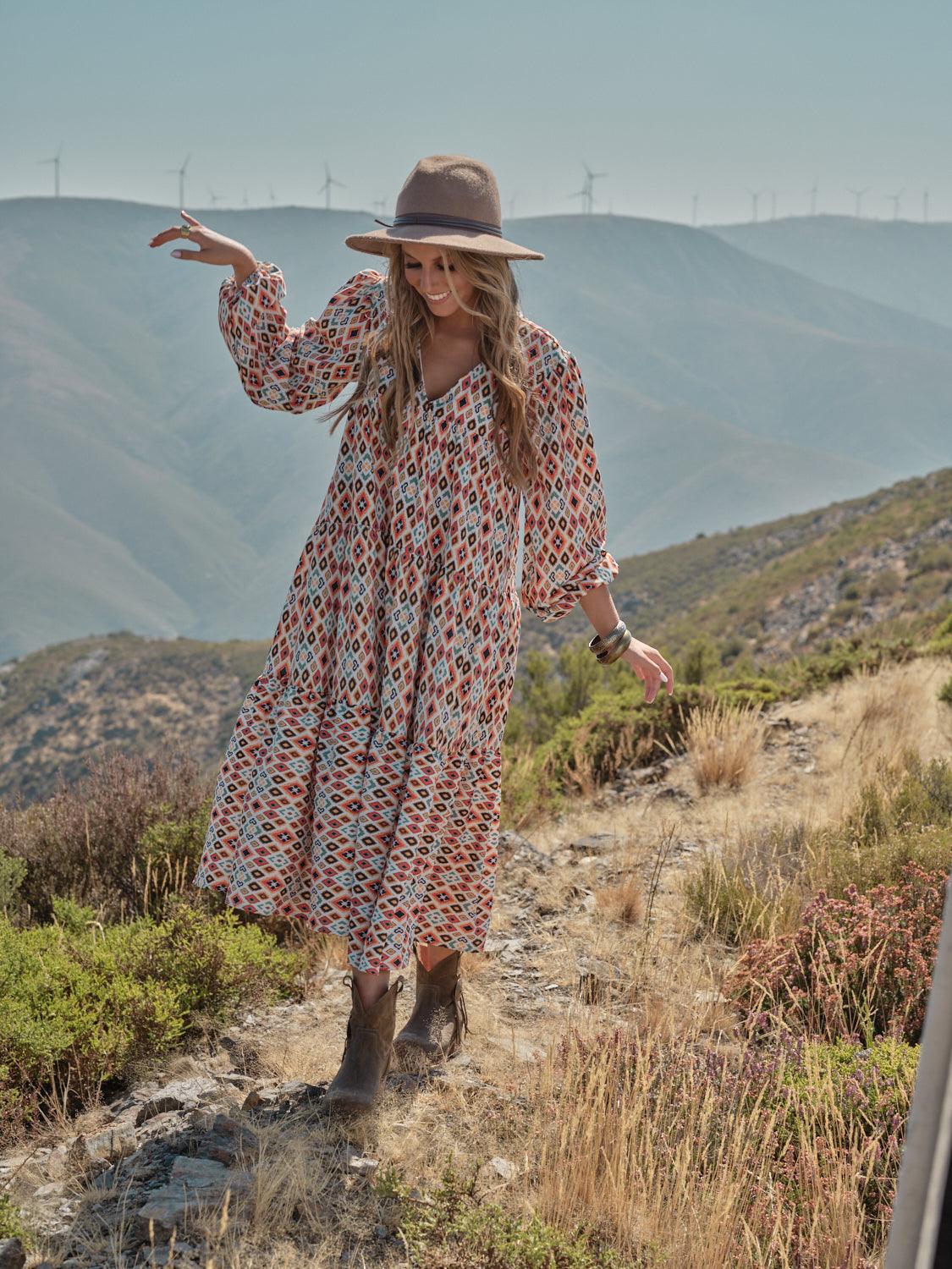 Vestido comprido estampado
