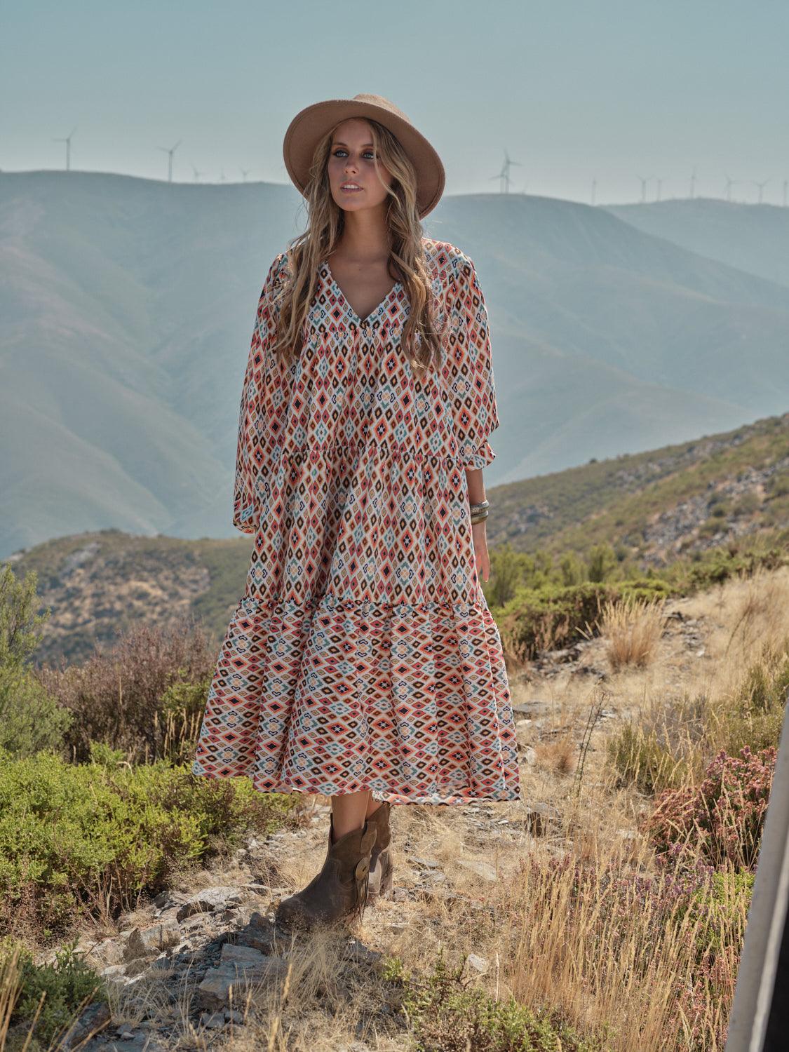 Vestido comprido estampado