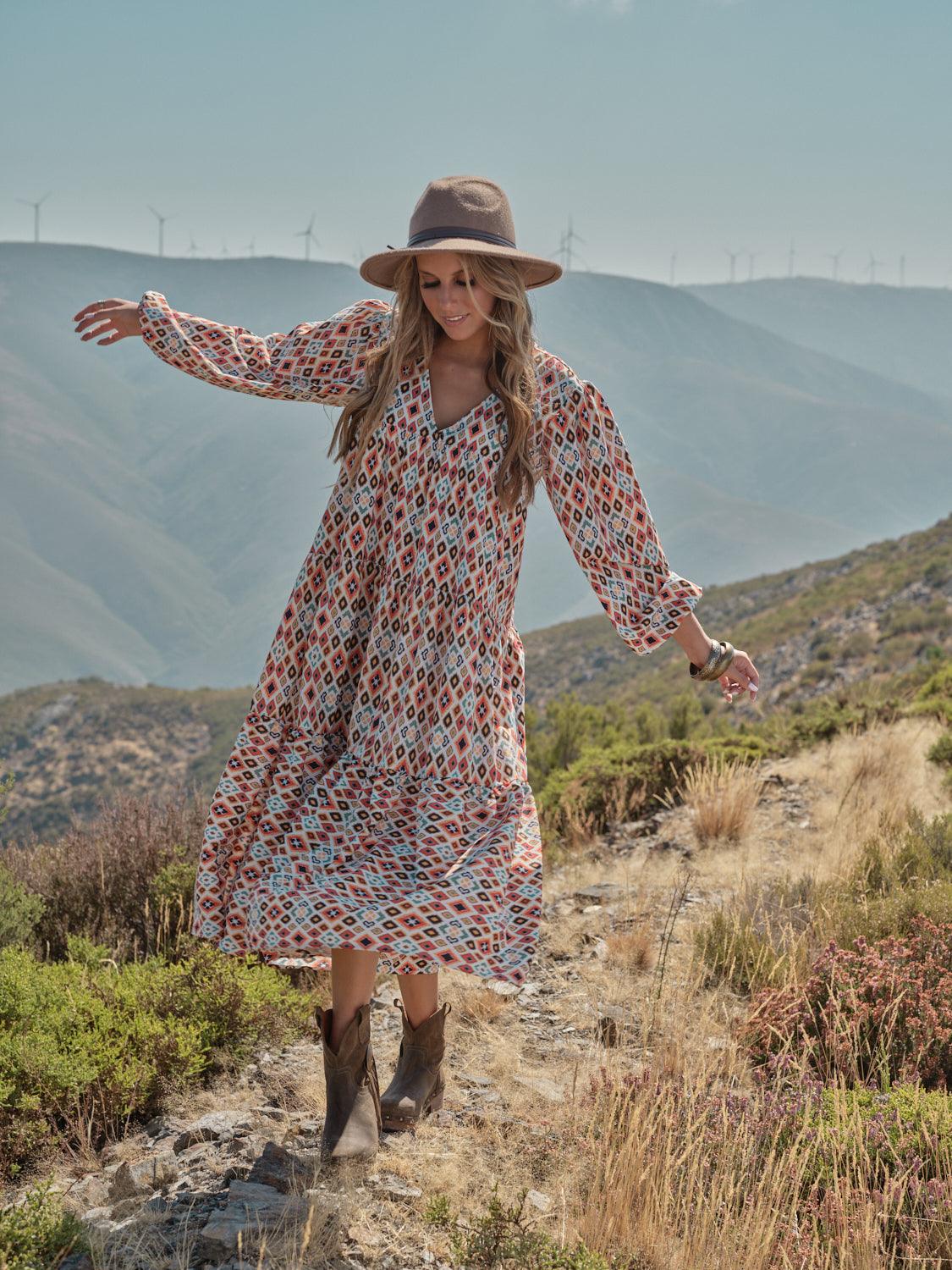 Vestido comprido estampado