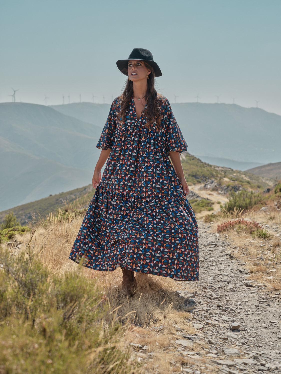Vestido comprido estampado