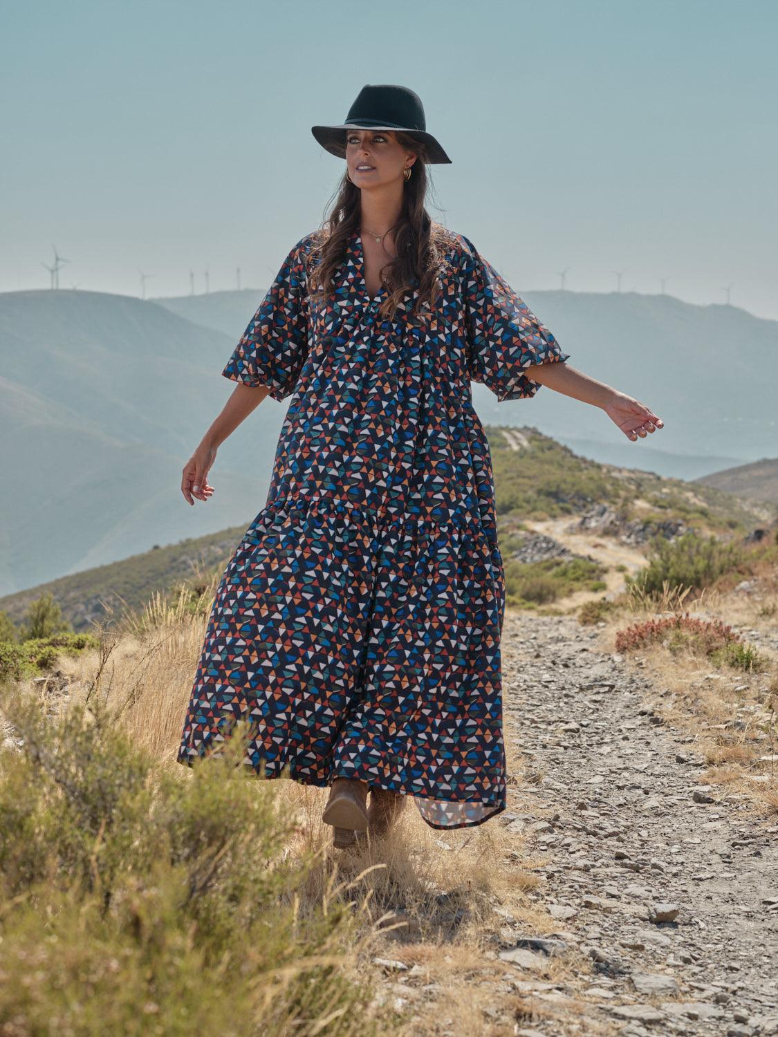 Vestido comprido estampado