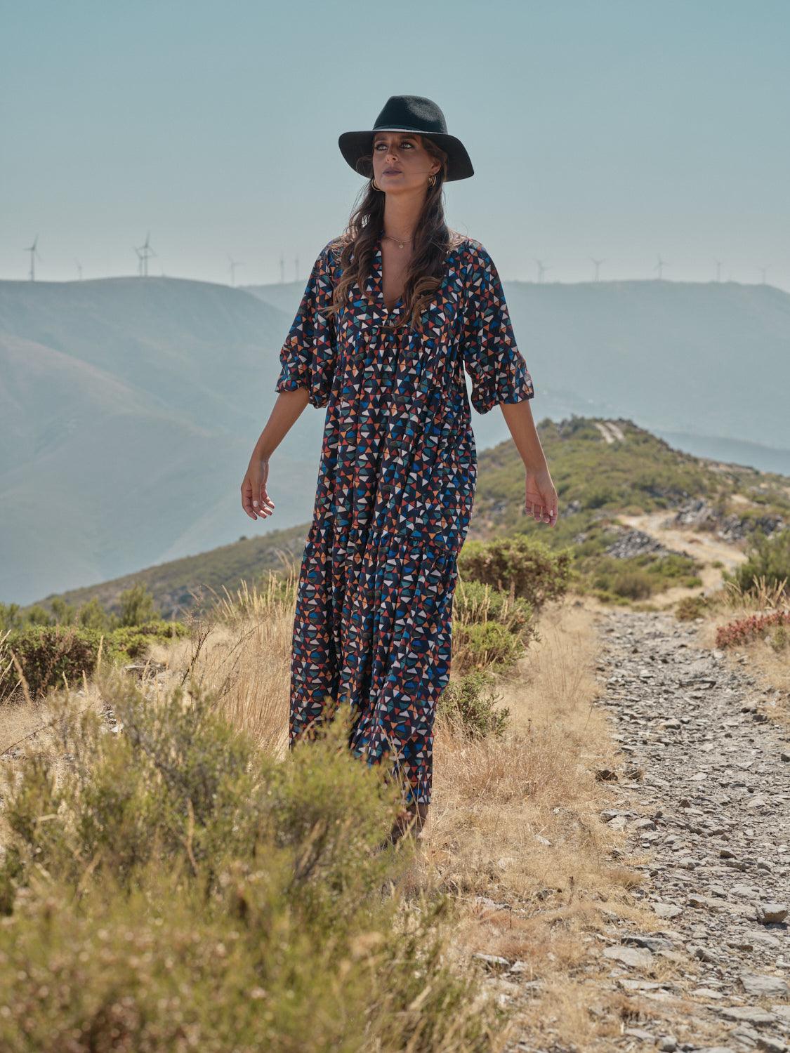 Vestido comprido estampado