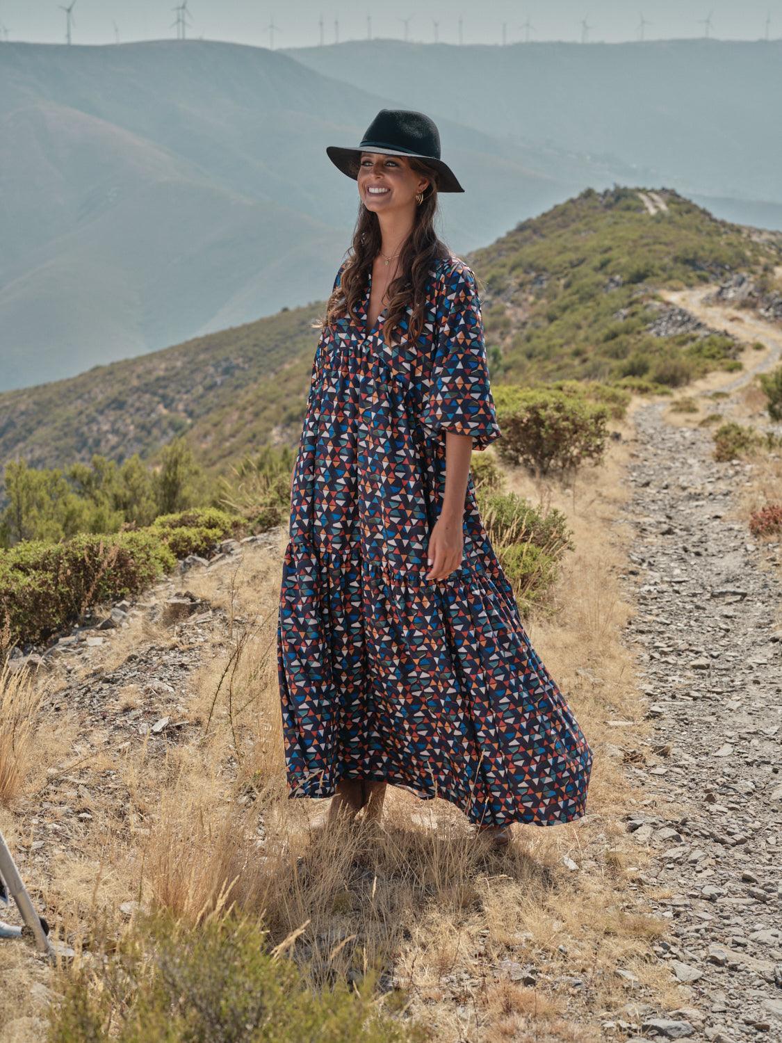Vestido comprido estampado