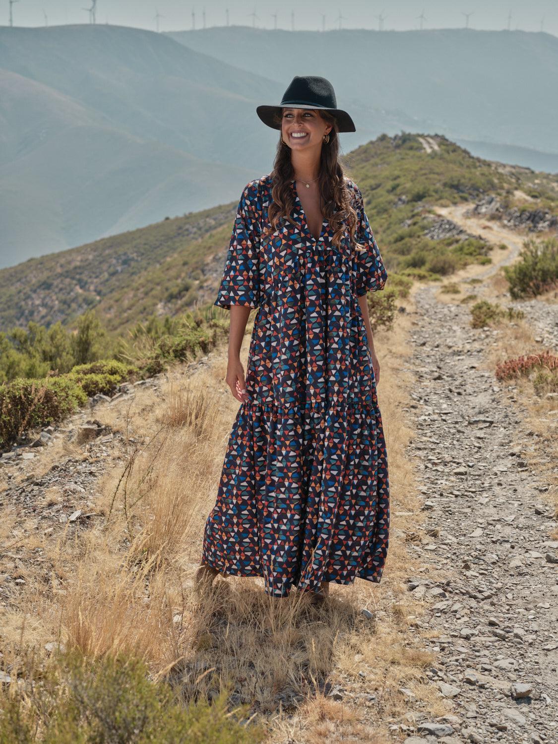 Vestido comprido estampado
