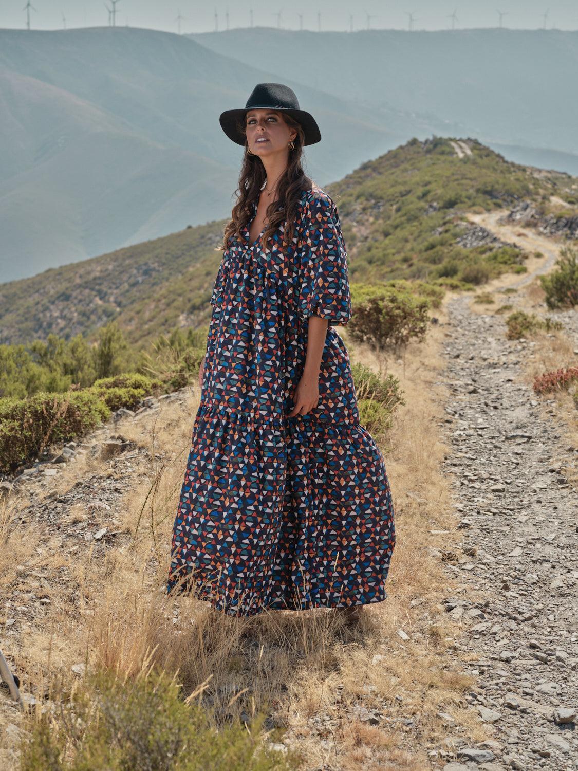 Vestido comprido estampado