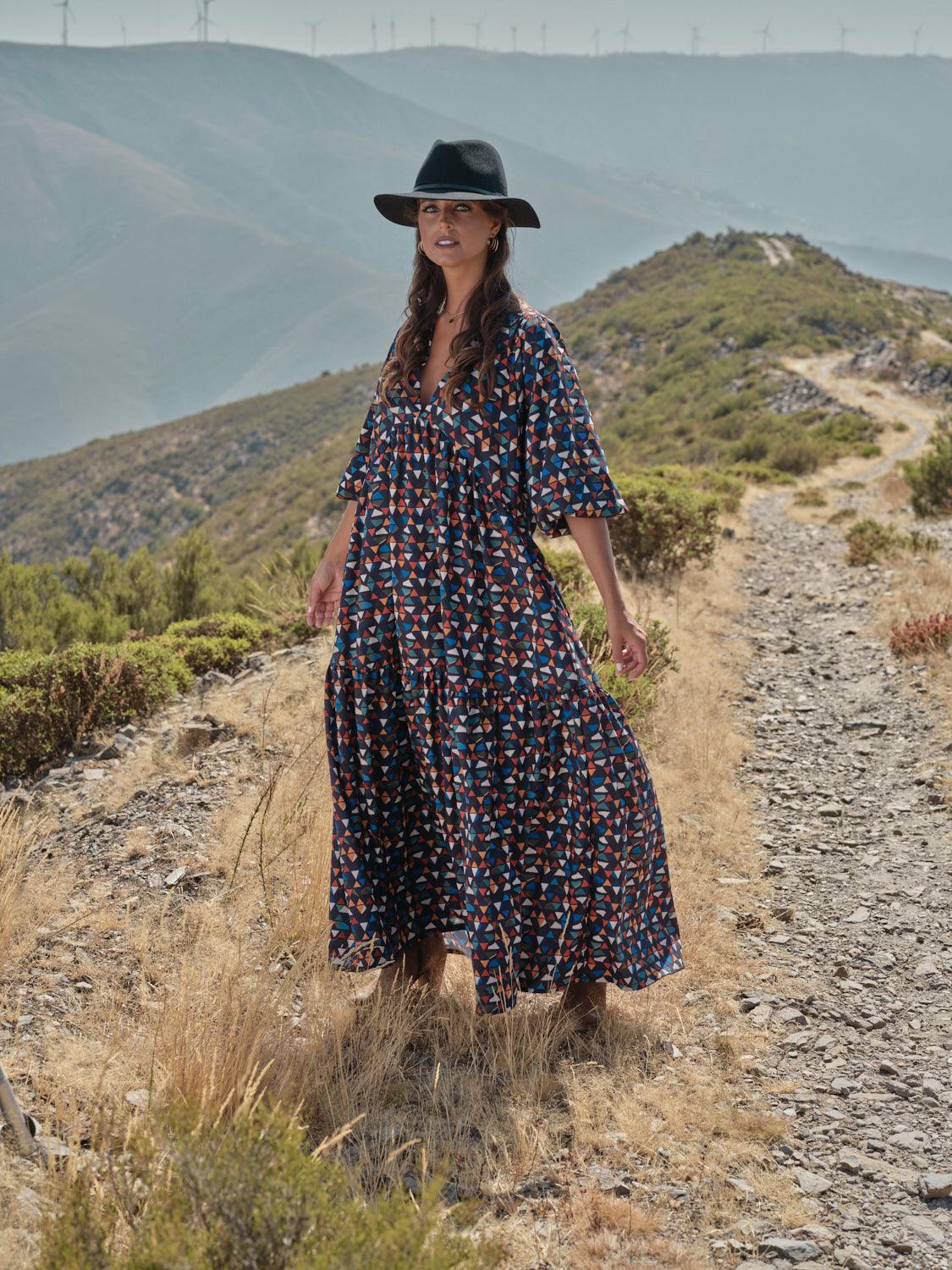 Vestido comprido estampado