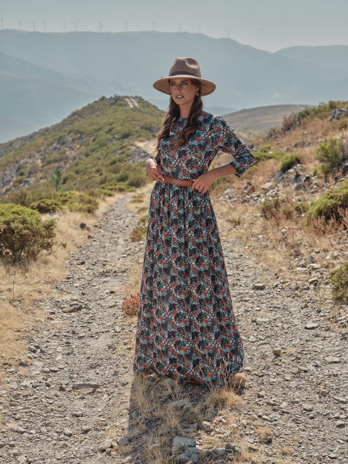 Vestido comprido estampado