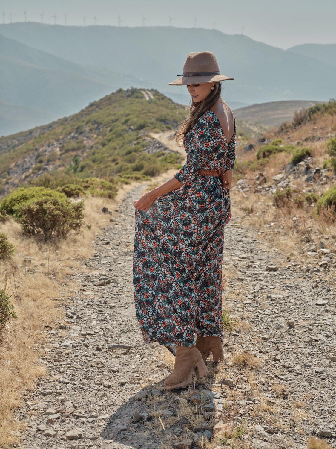 Vestido comprido estampado