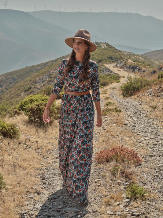 Vestido comprido estampado