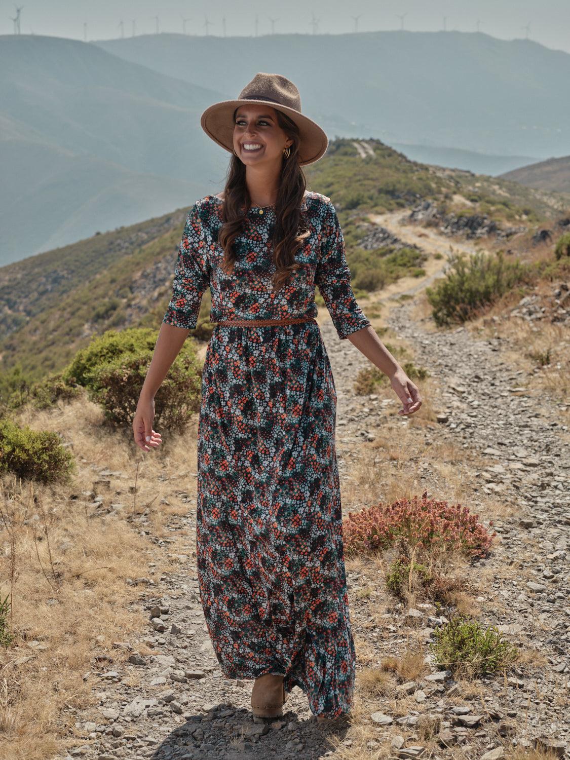 Vestido comprido estampado
