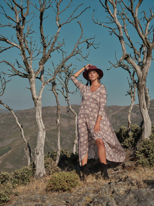 Long printed knit dress