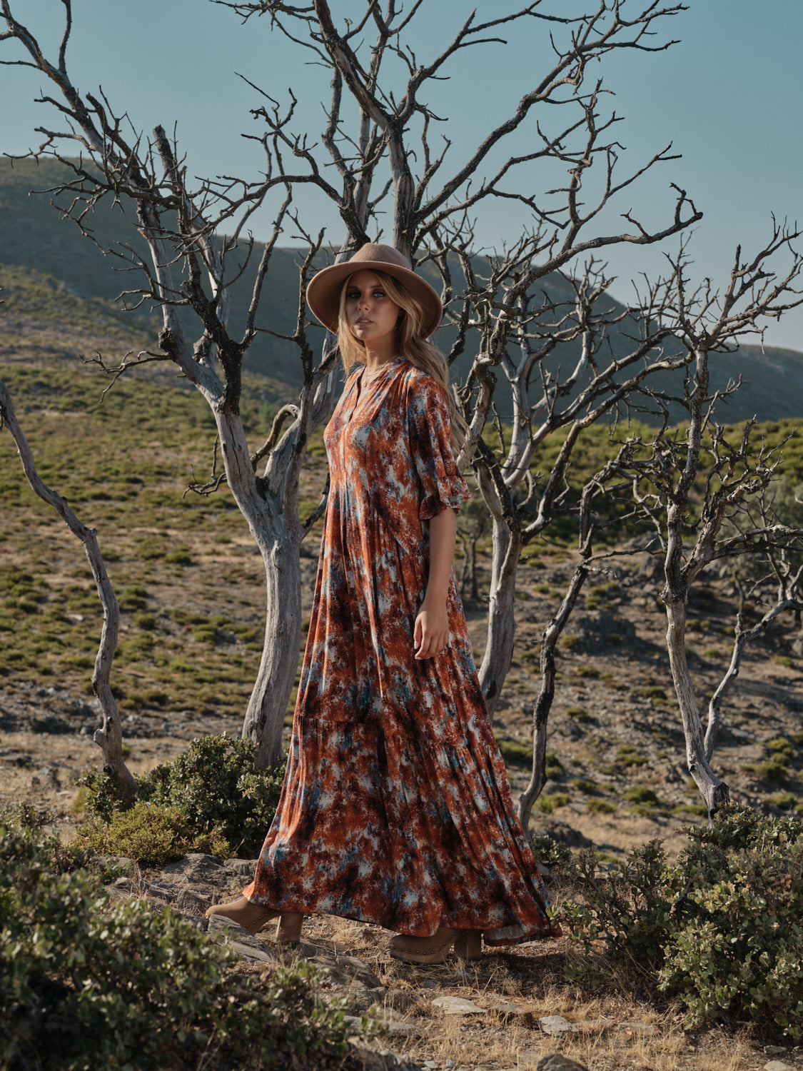 Vestido comprido estampado