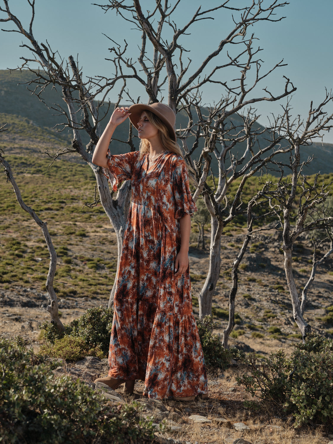 Vestido comprido estampado