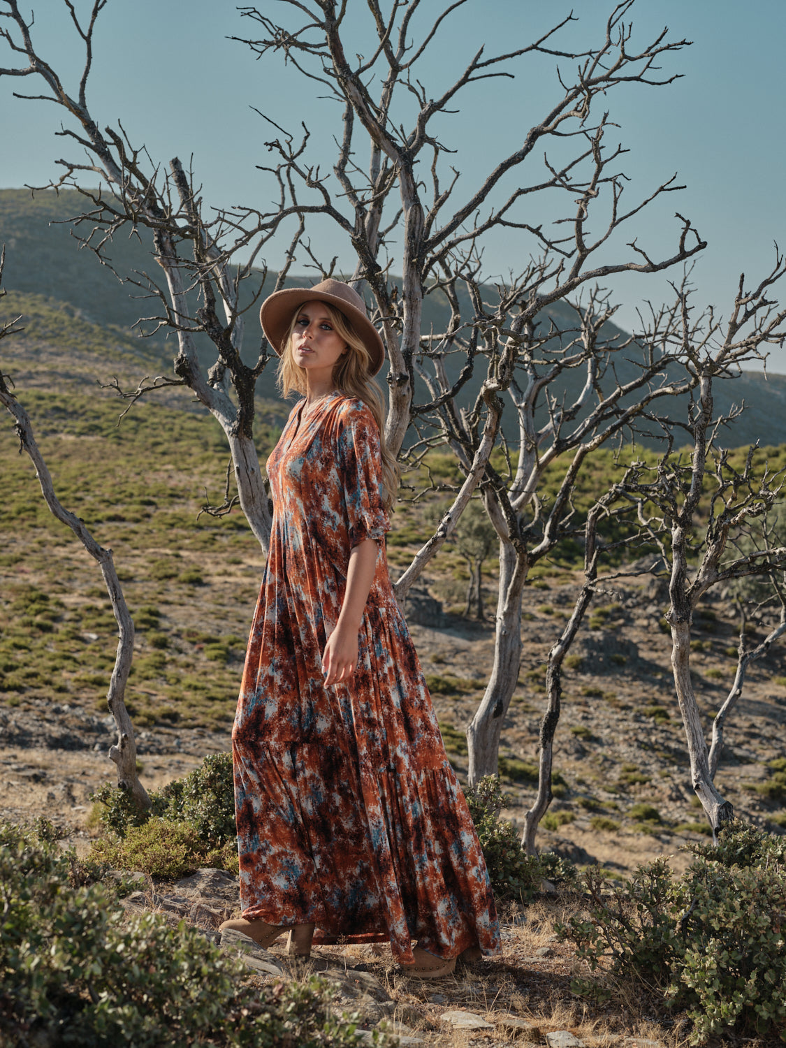 Vestido comprido estampado