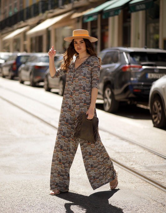 Printed long jumpsuit