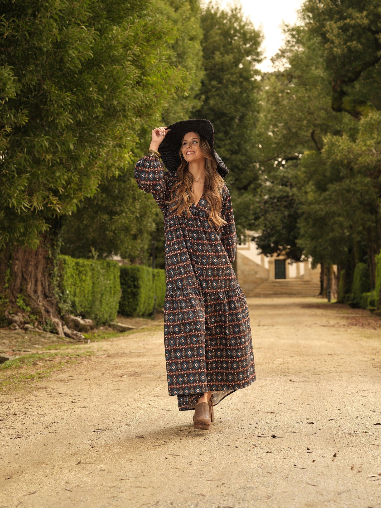Vestido comprido estampado