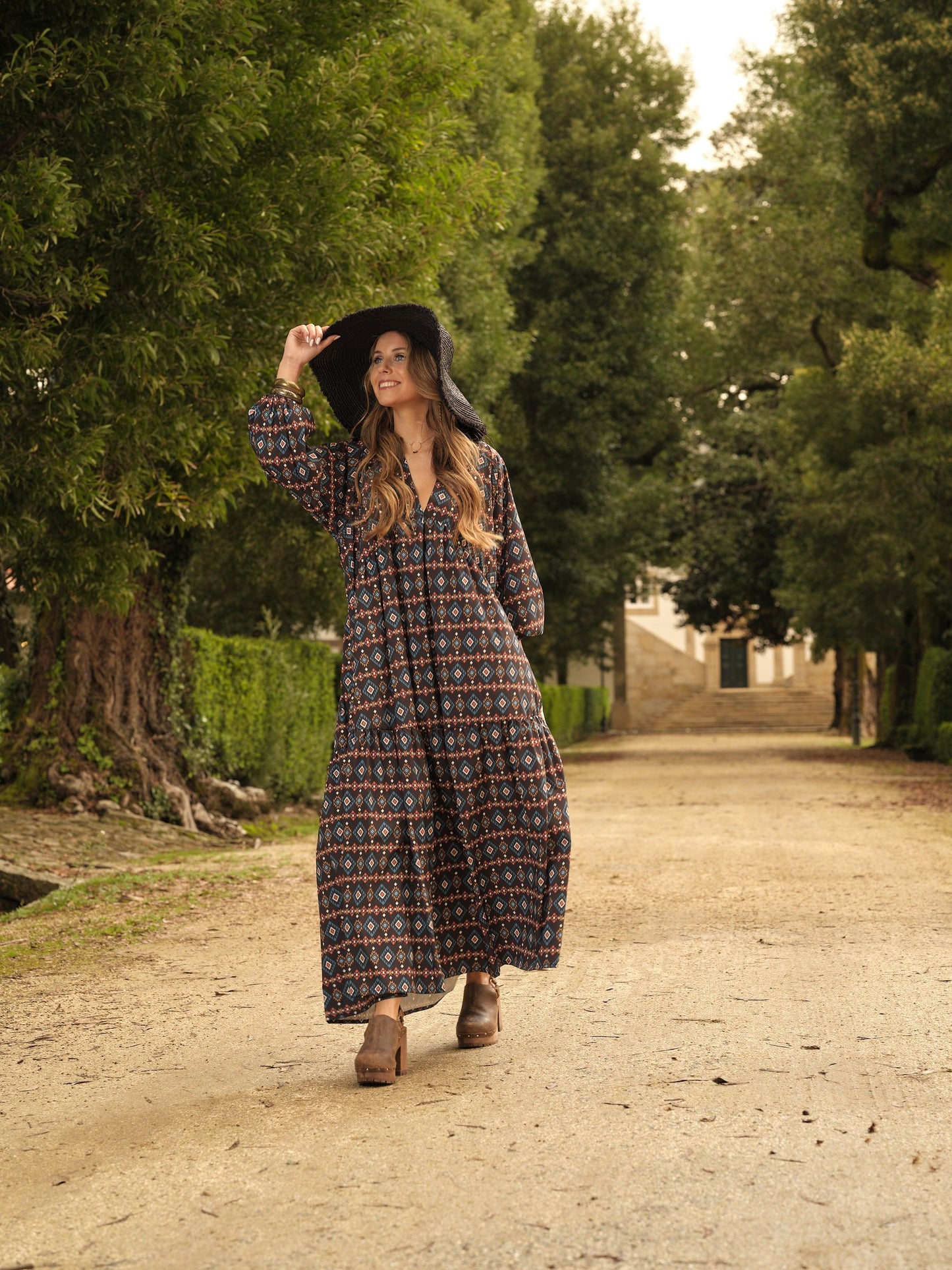 Vestido comprido estampado