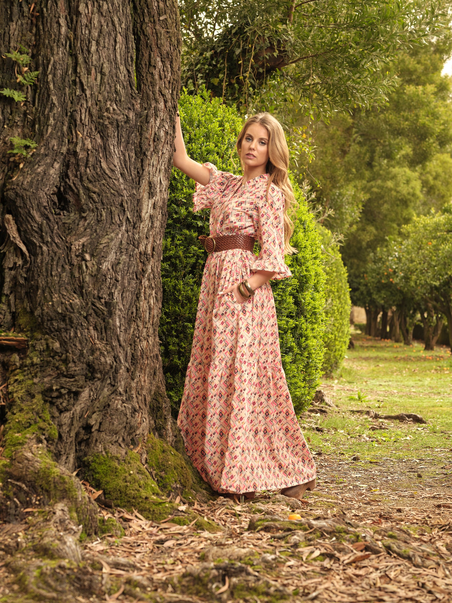 Vestido comprido estampado