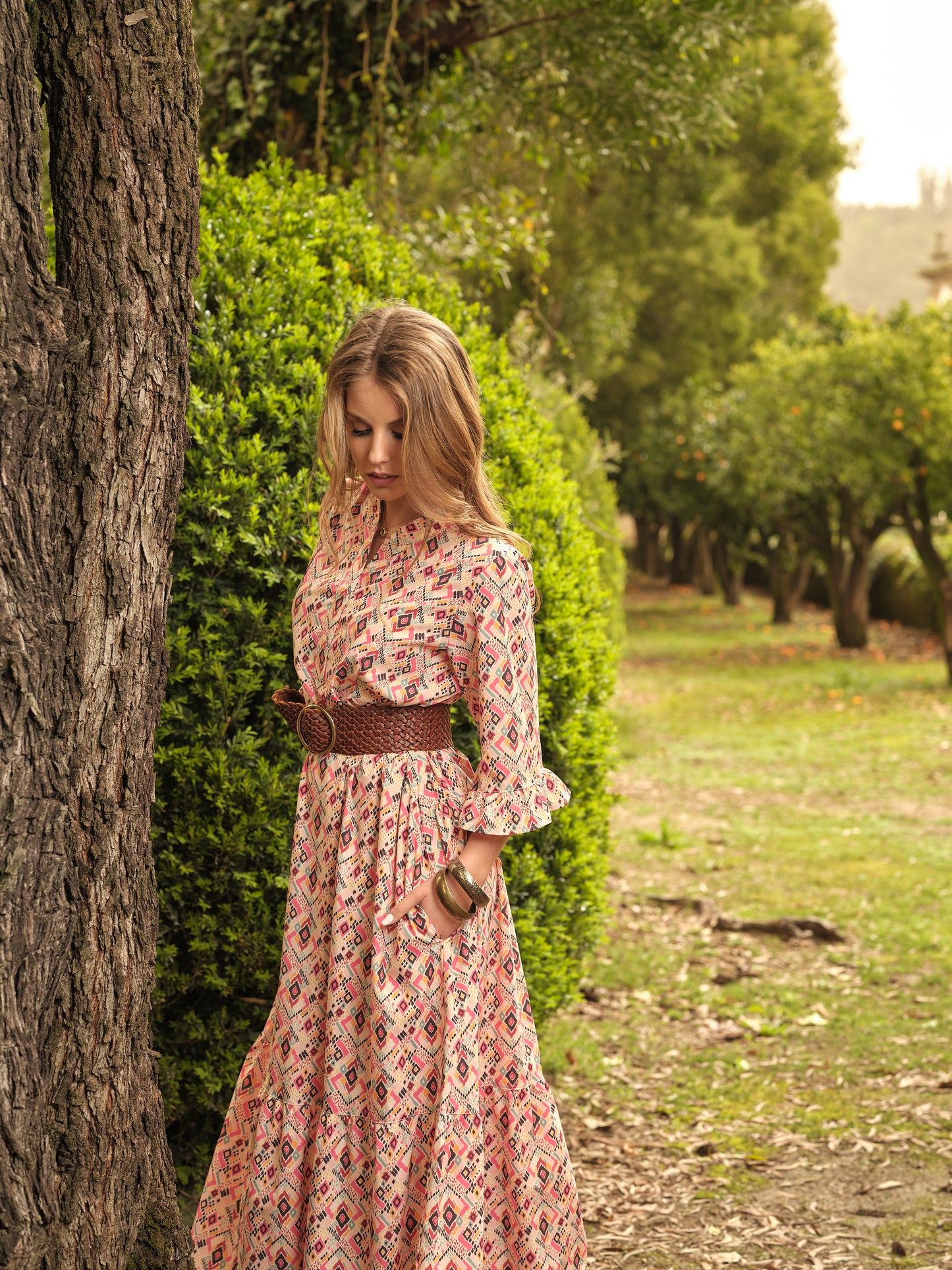 Vestido comprido estampado