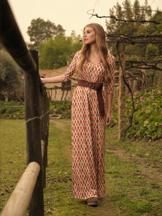 Long jumpsuit in printed knit