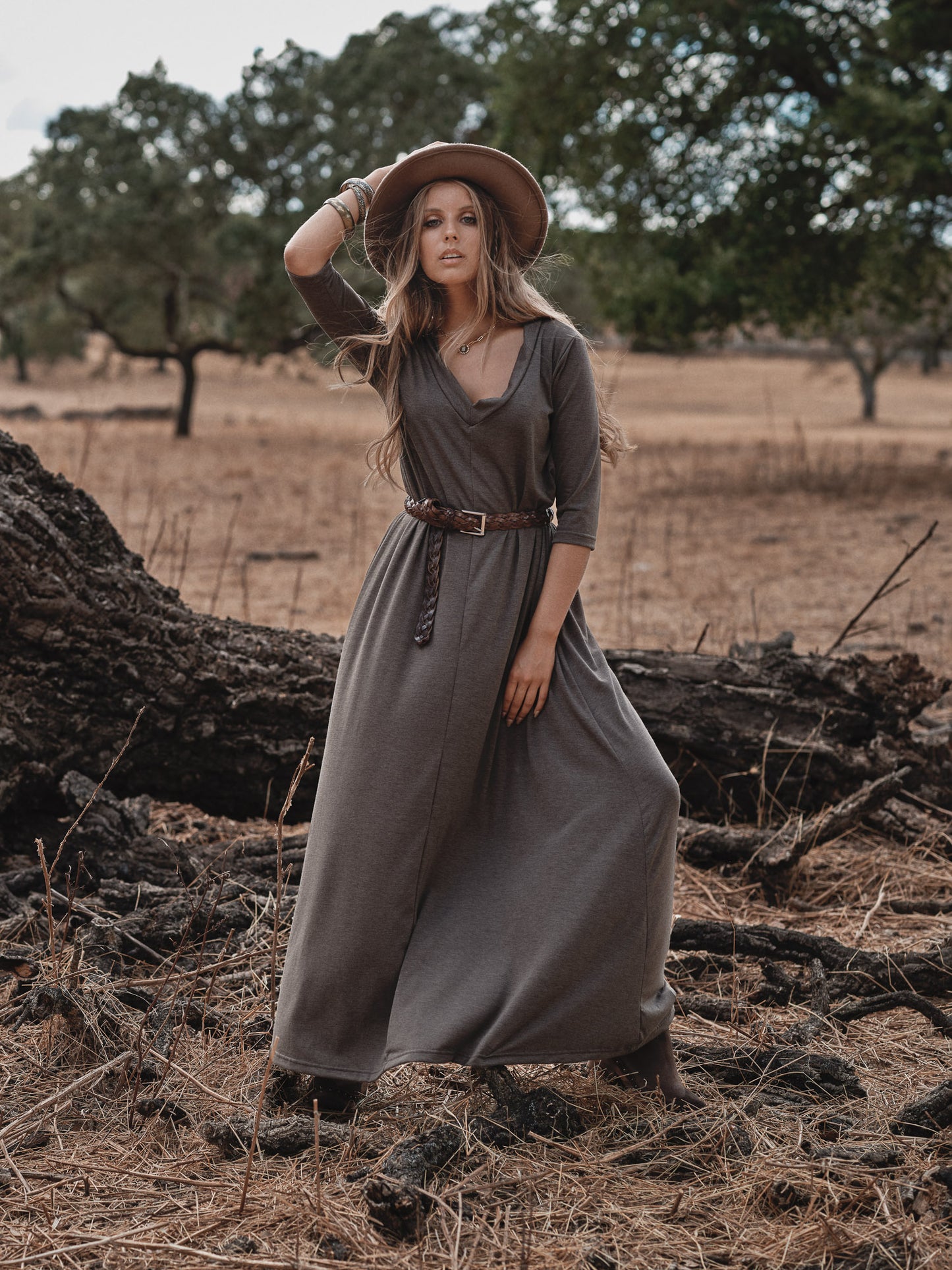 Vestido comprido em malha