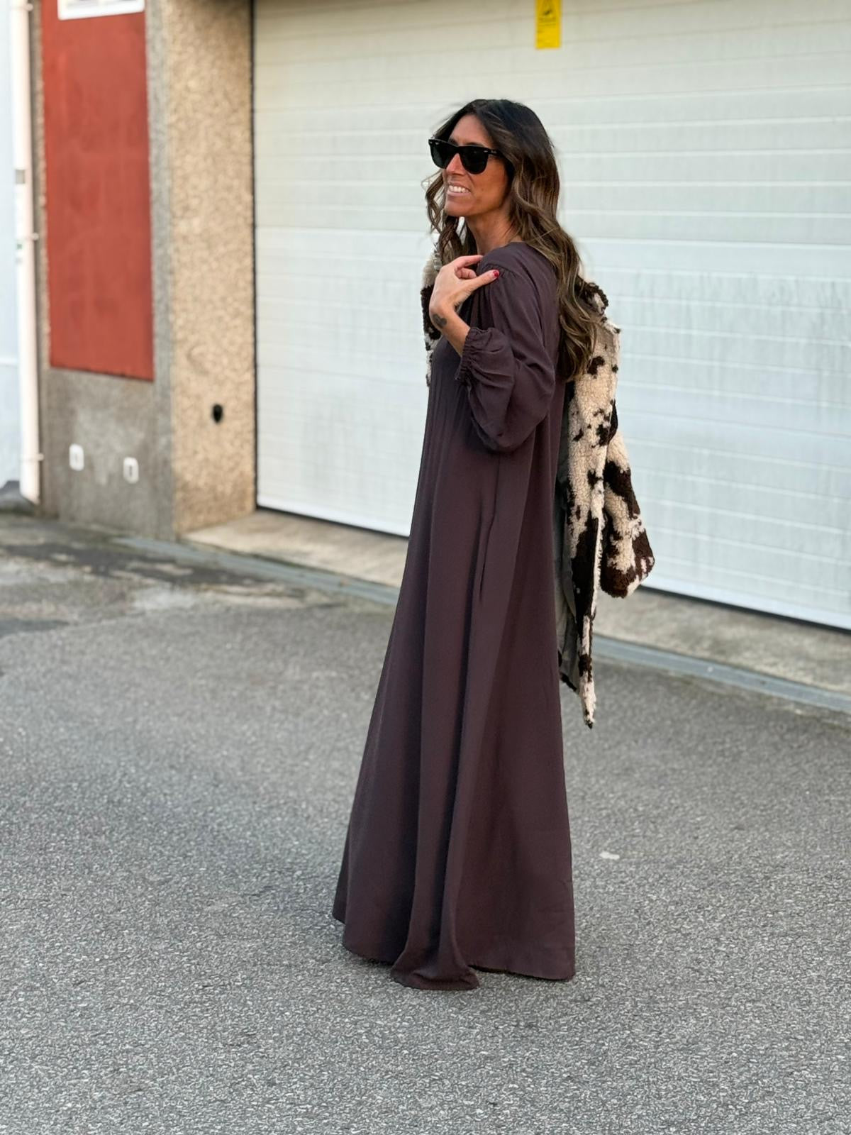 Long brown viscose dress