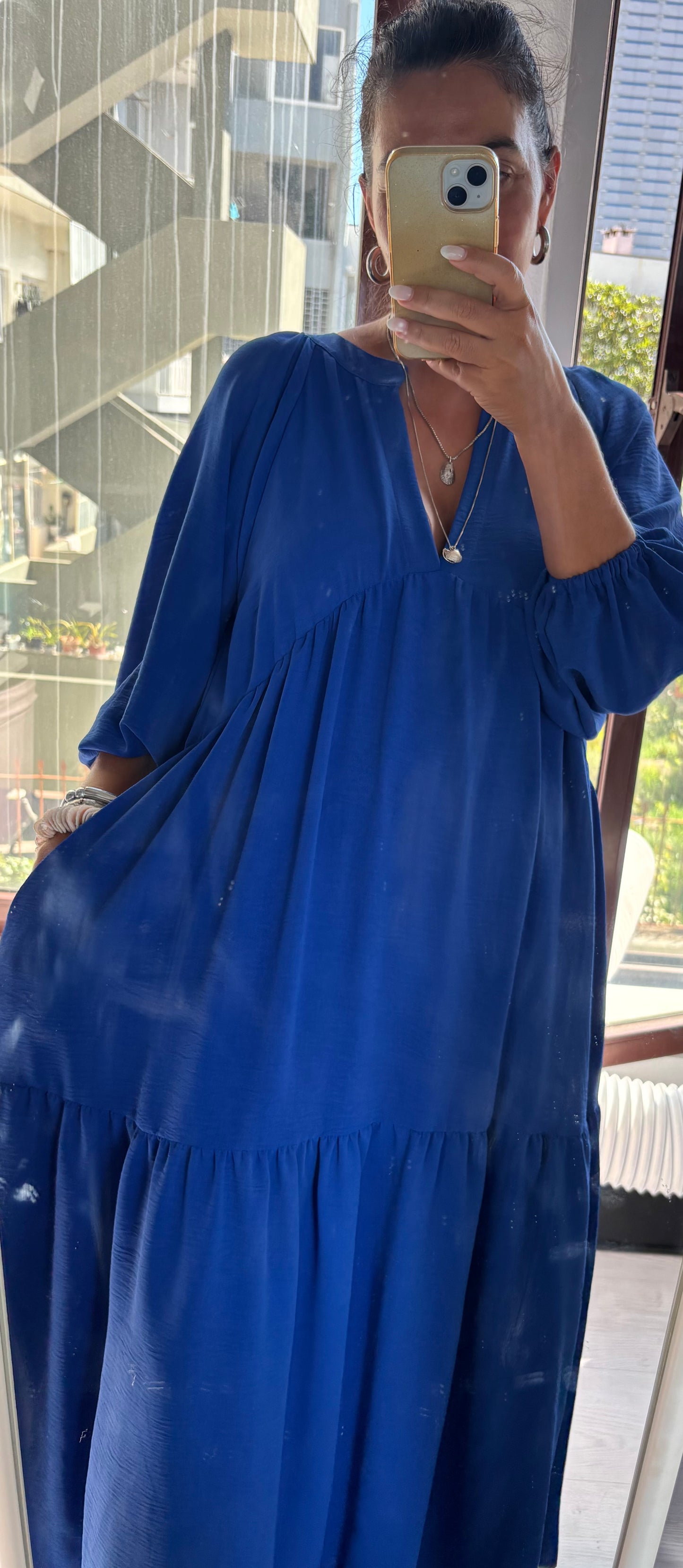 Vestido comprido azul