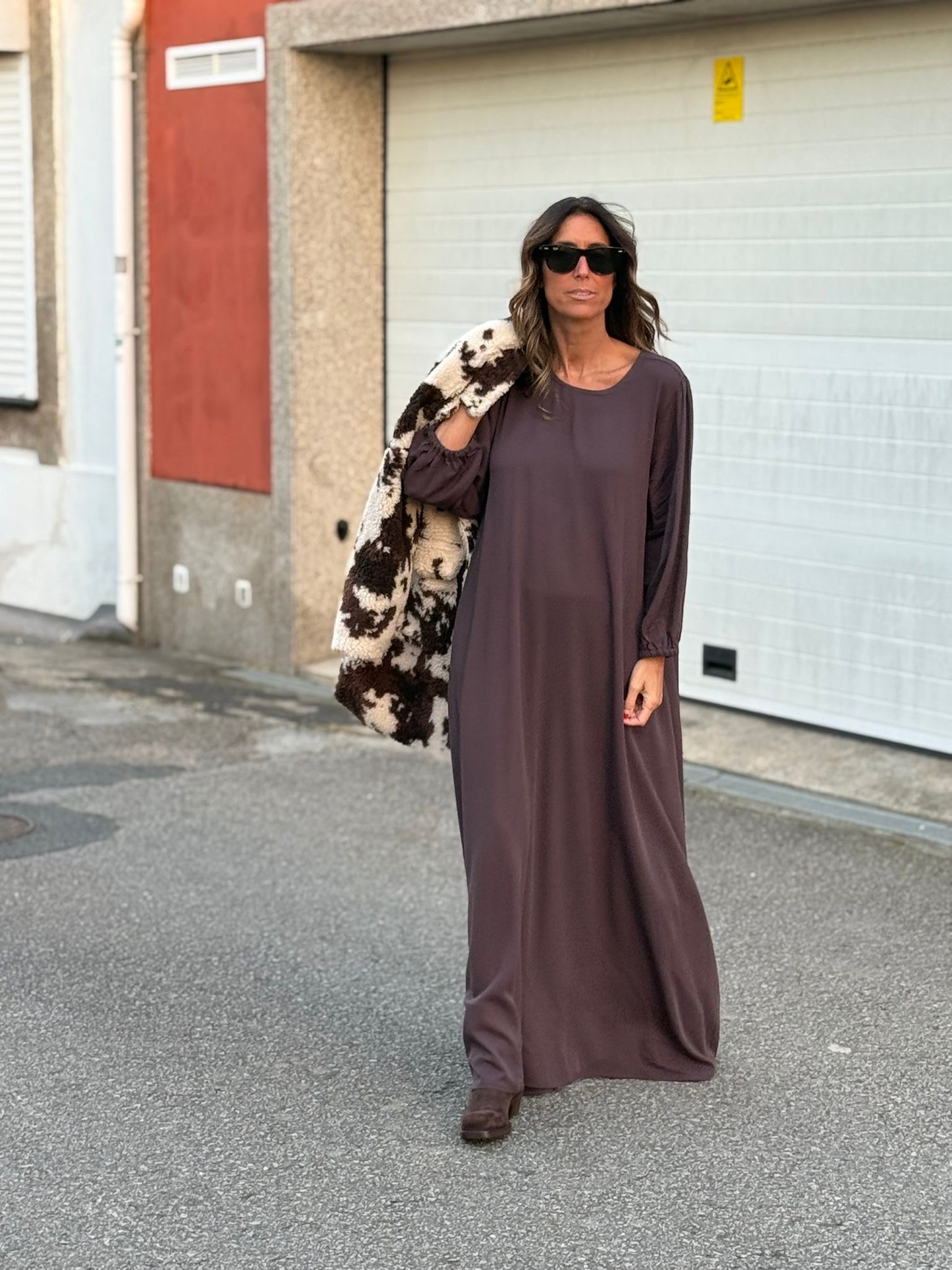 Long brown viscose dress