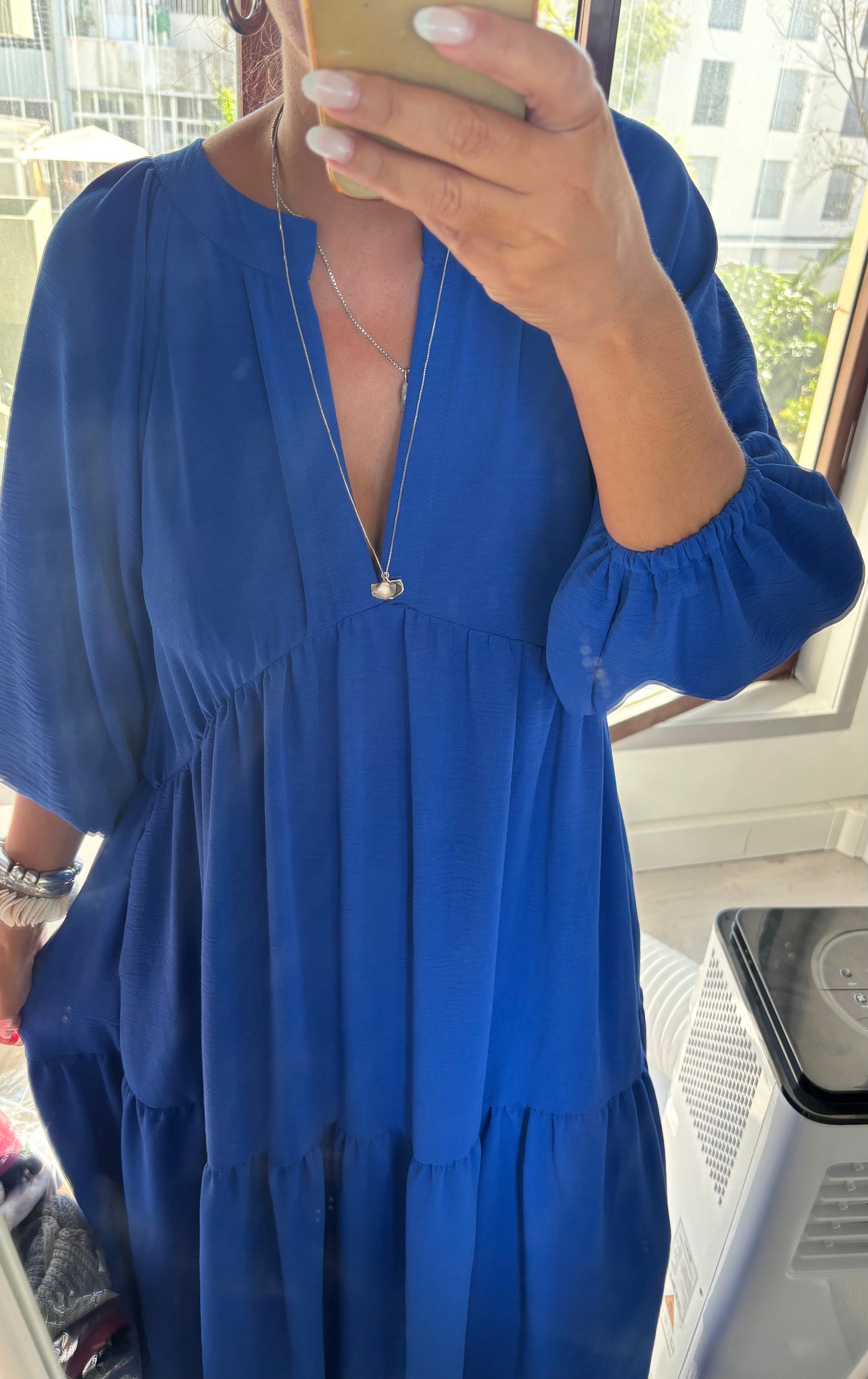 Vestido comprido azul