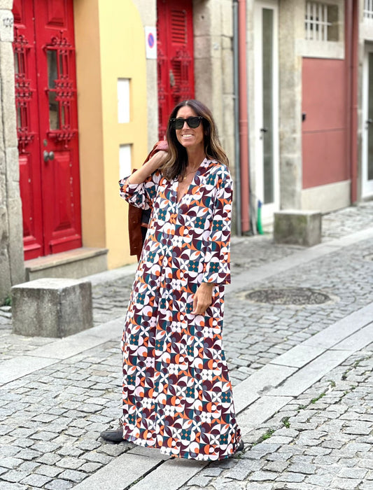 Vestido em malha estampada