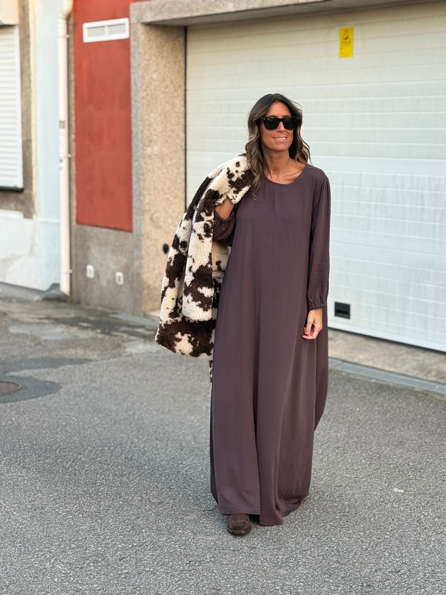 Long brown viscose dress