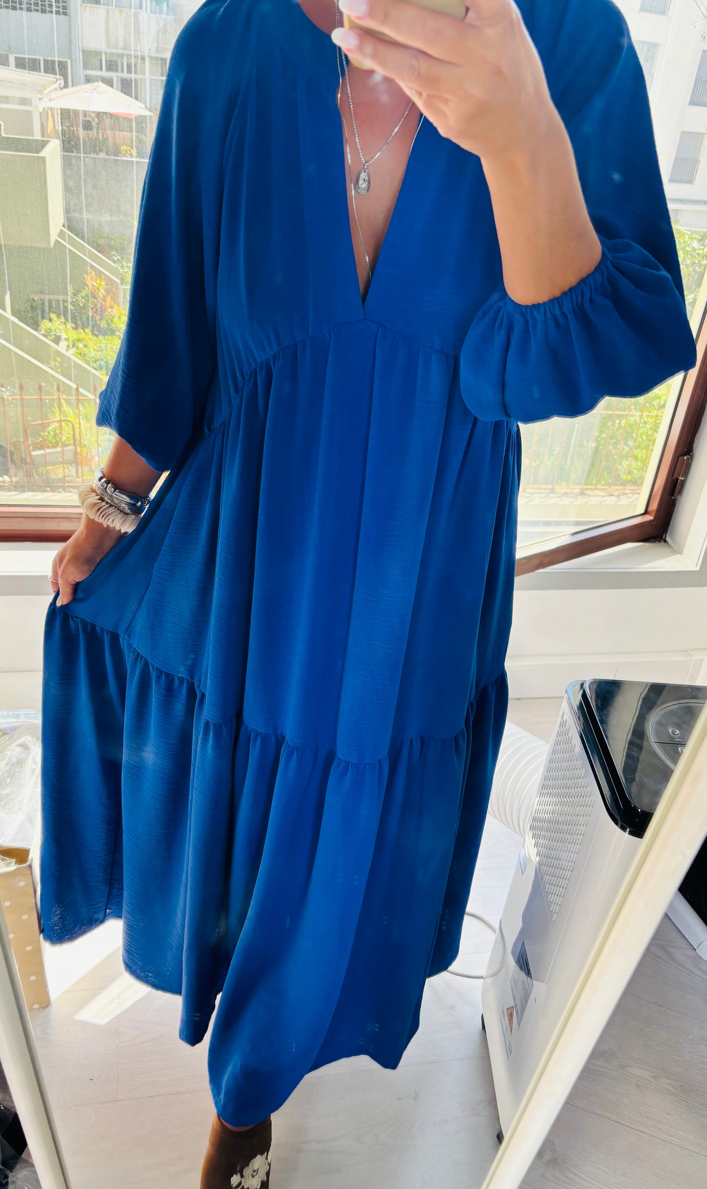 Vestido comprido azul