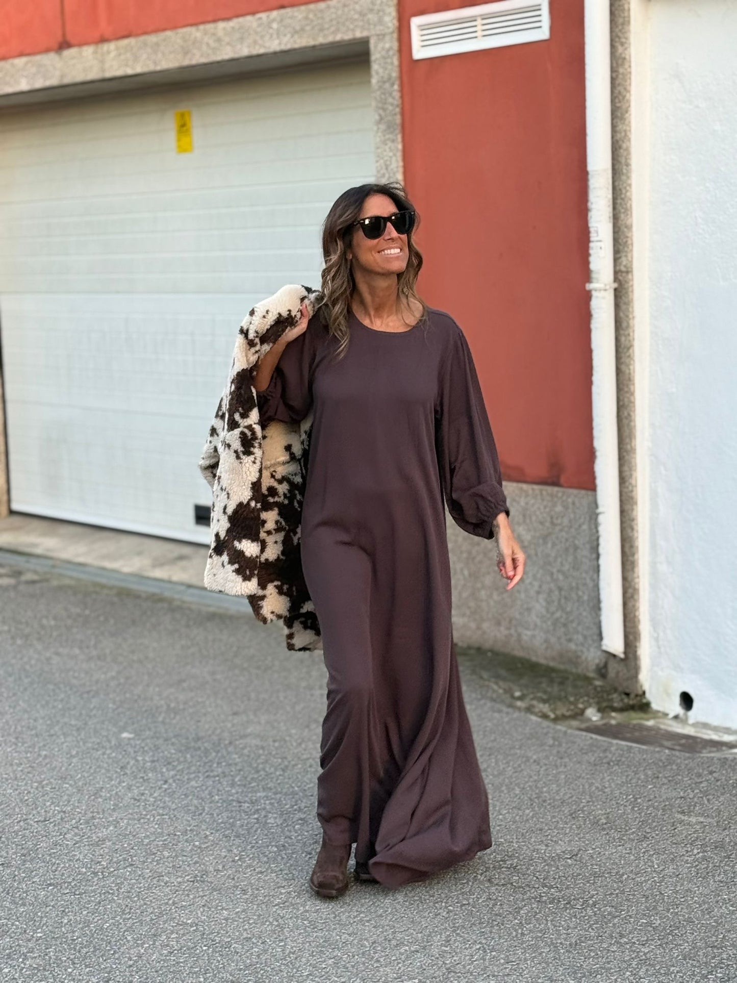 Long brown viscose dress