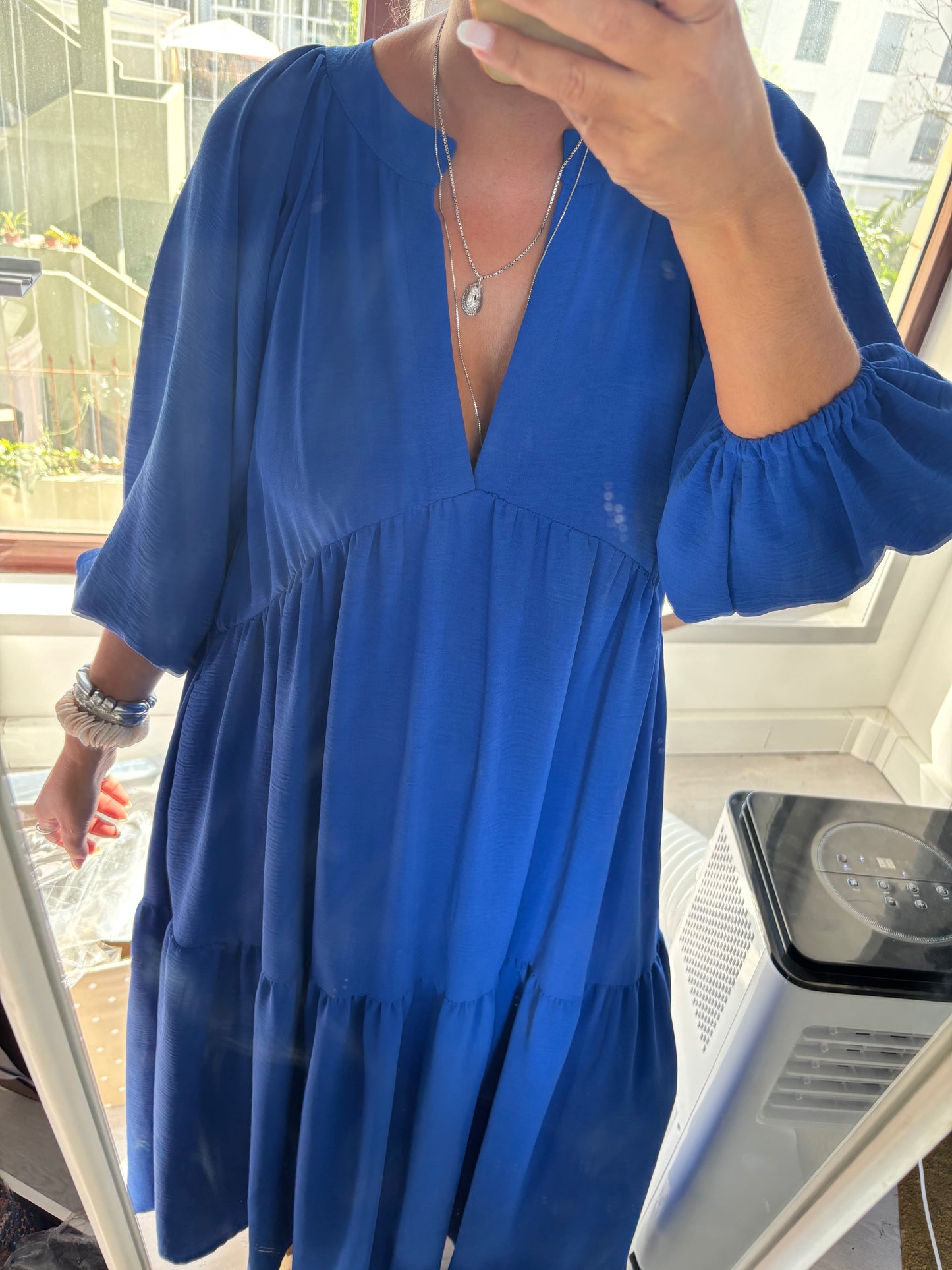 Vestido comprido azul