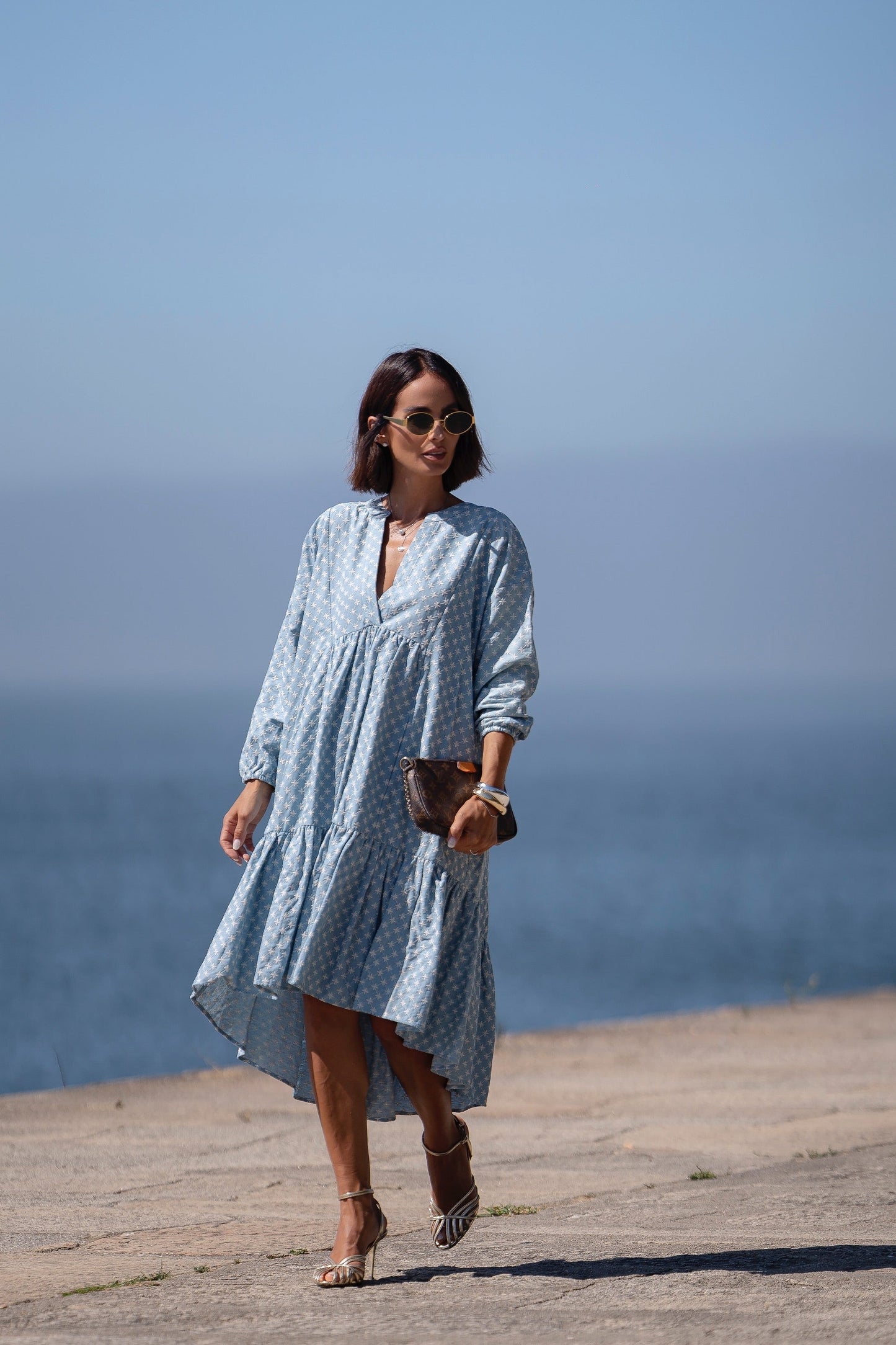Vestido assimétrico em ganga