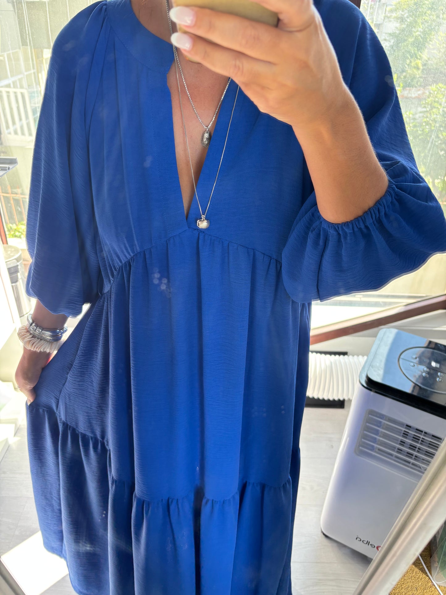 Vestido comprido azul
