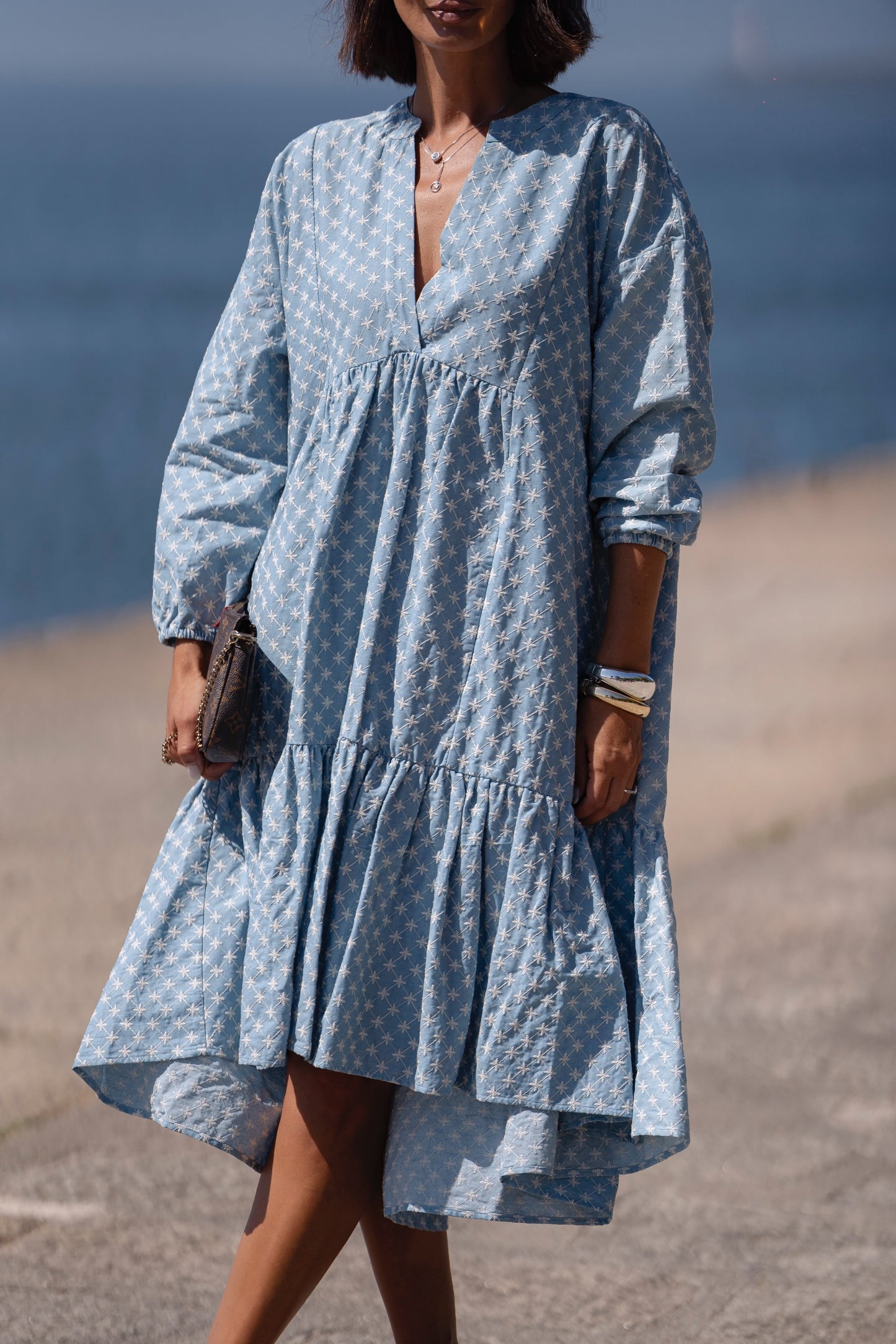 Vestido assimétrico em ganga