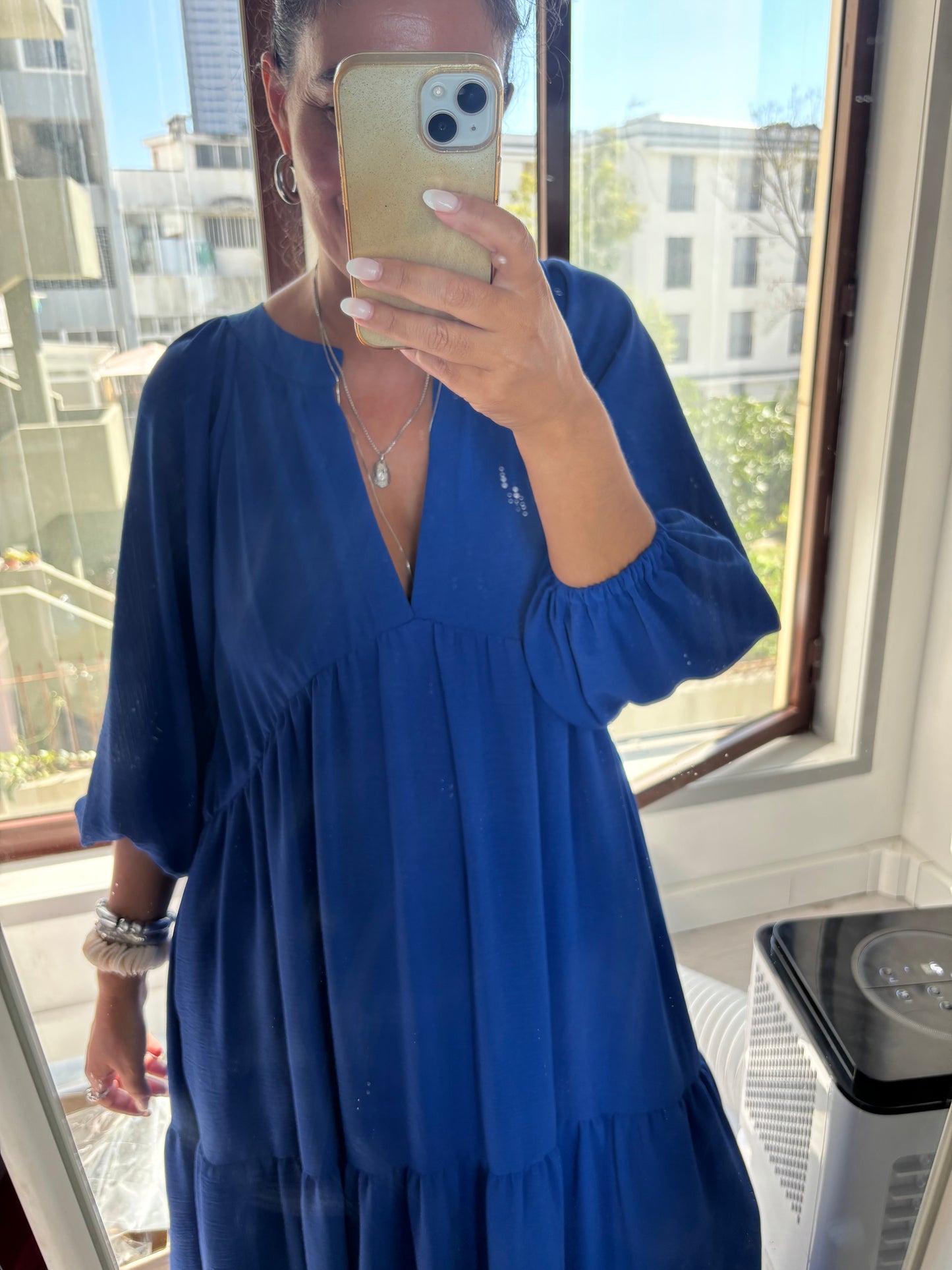 Vestido comprido azul