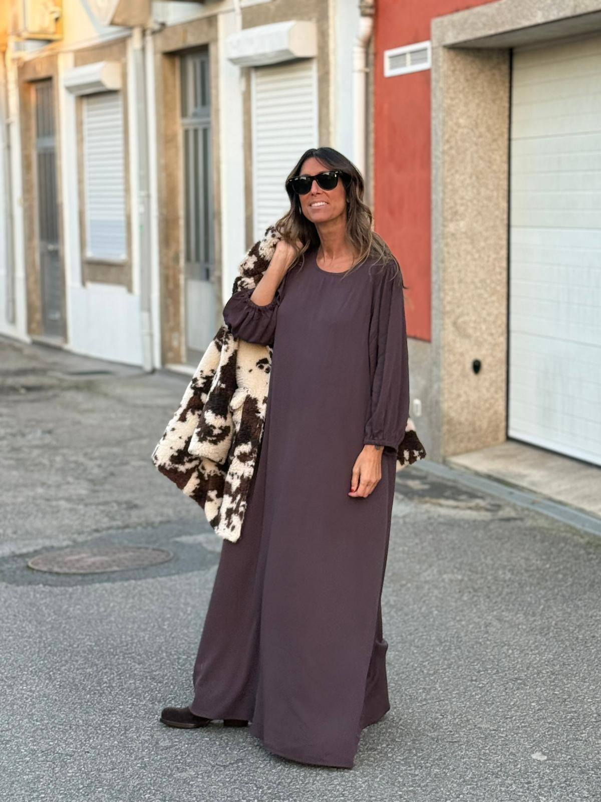 Long brown viscose dress