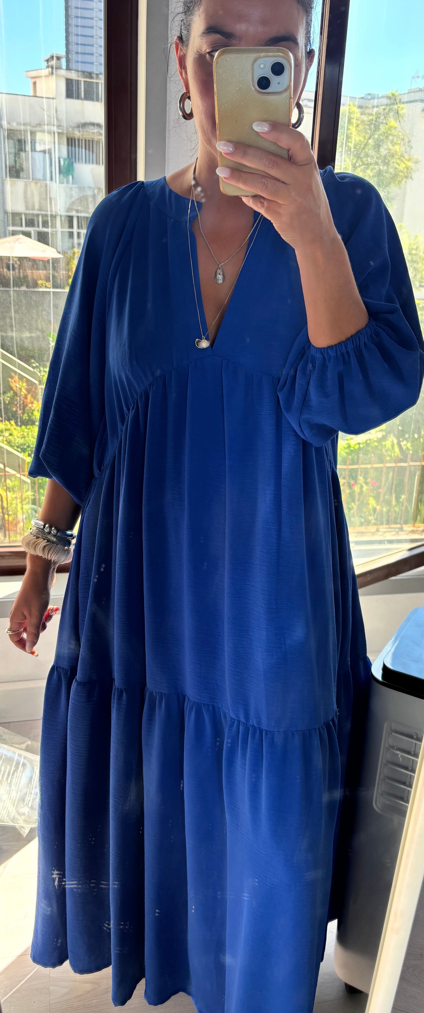Vestido comprido azul