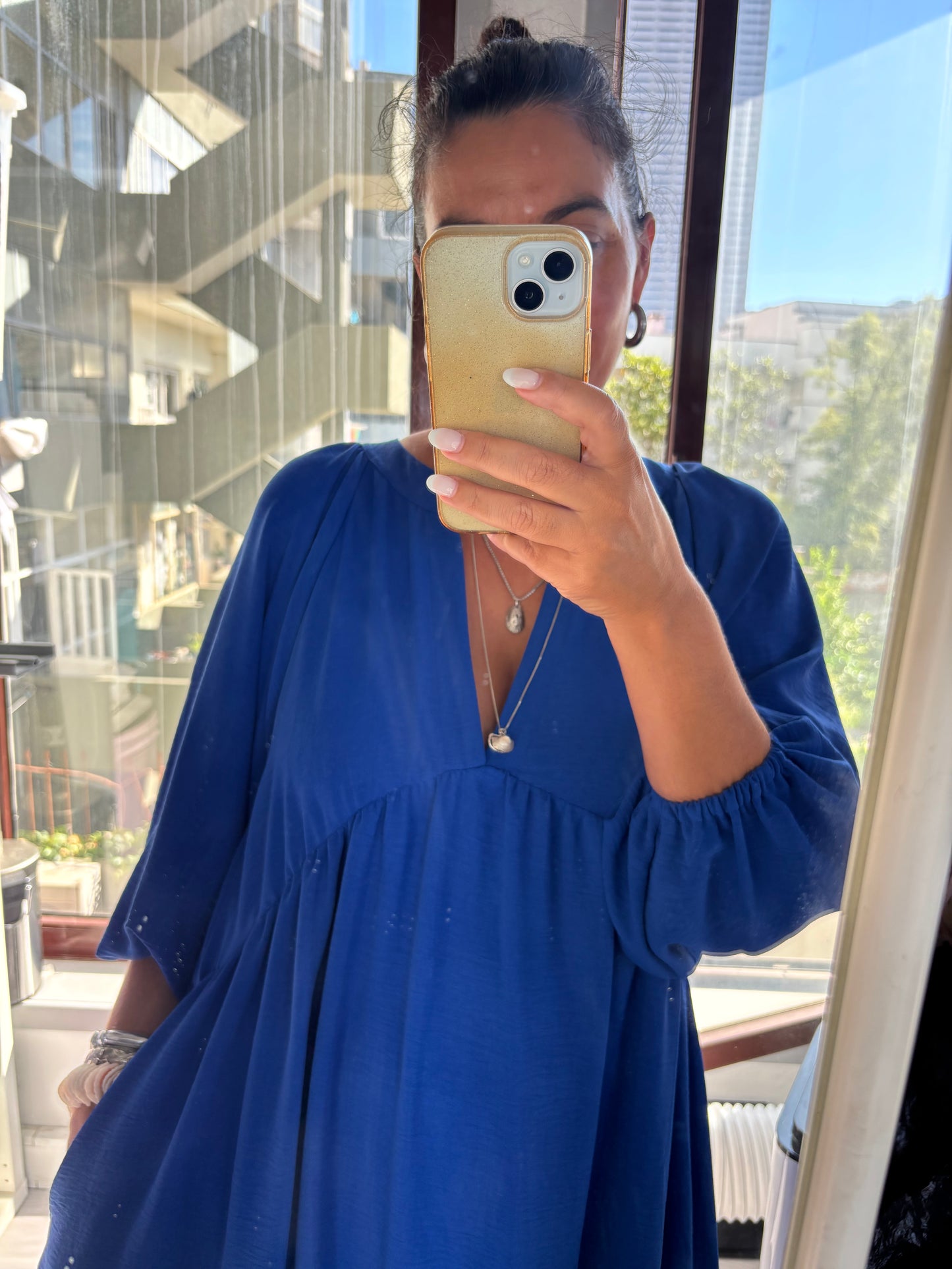 Vestido comprido azul