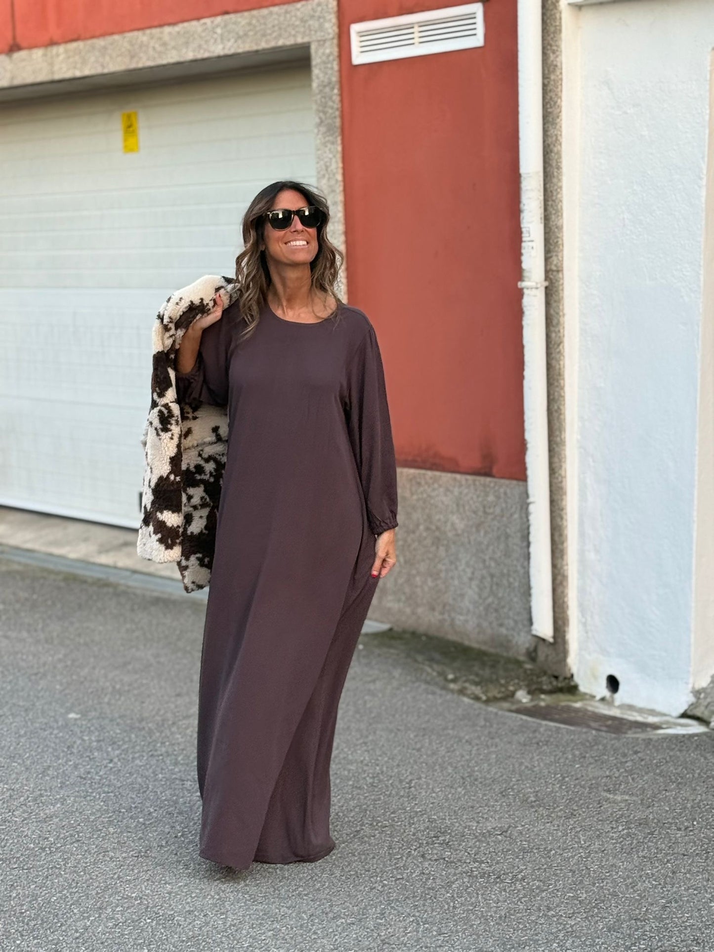 Long brown viscose dress