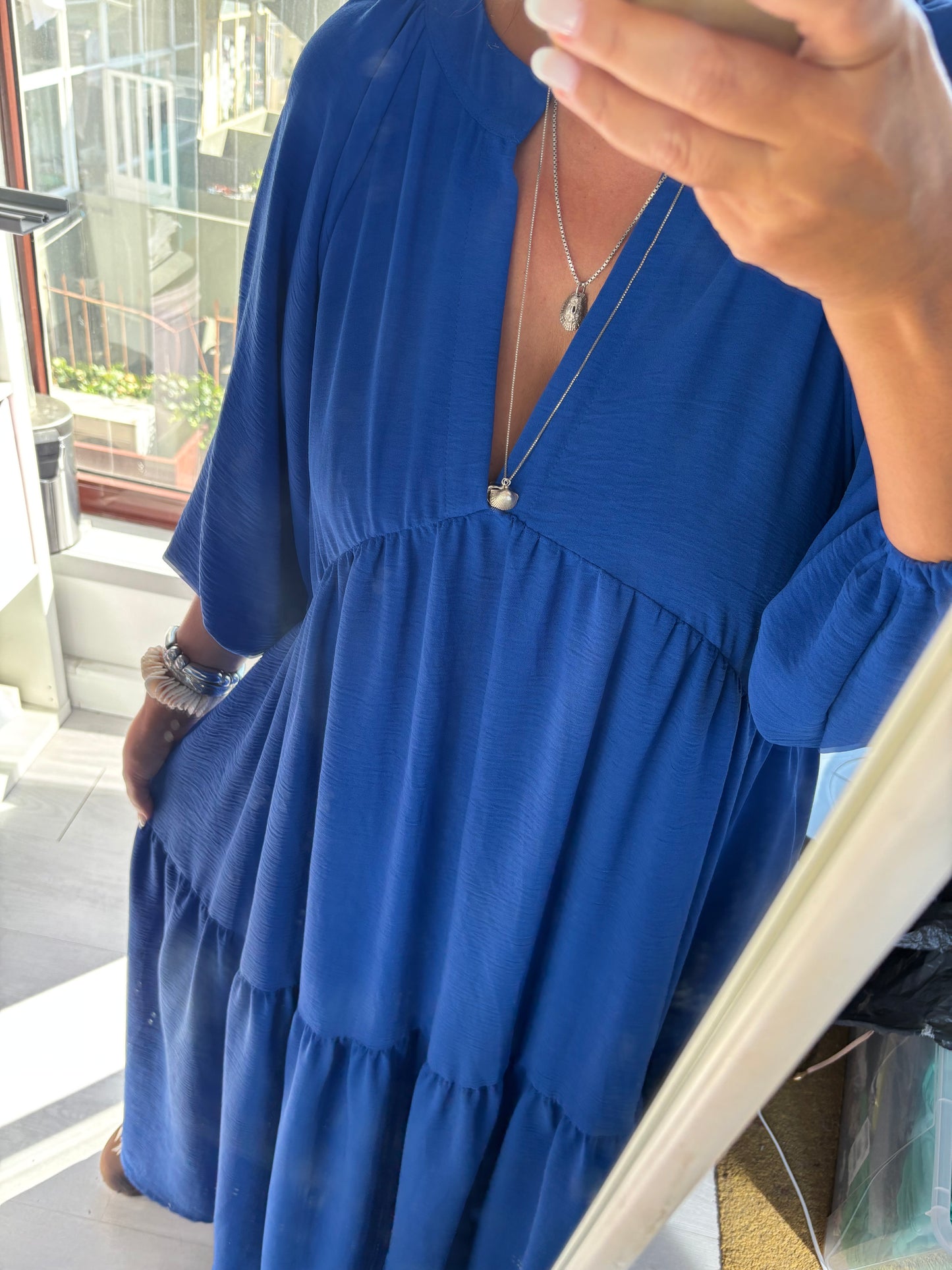 Vestido comprido azul