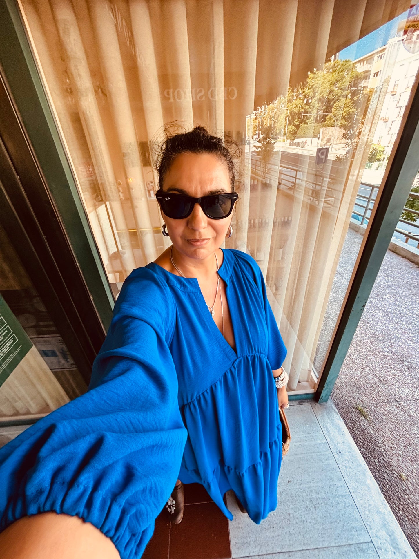 Vestido comprido azul