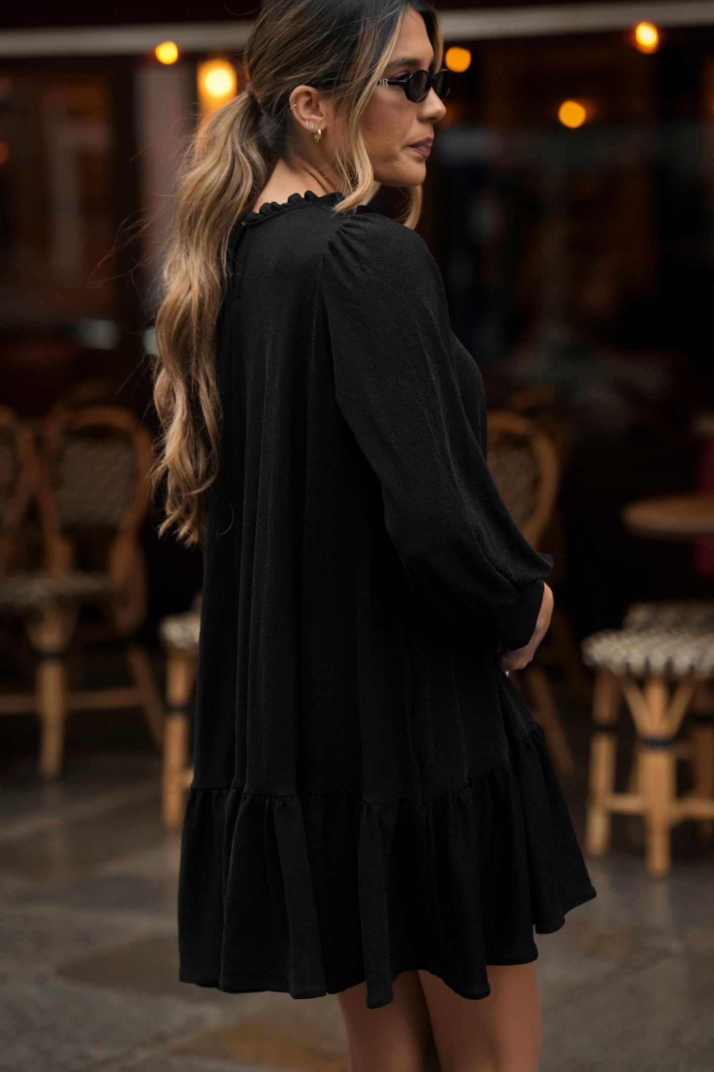 Short dress with printed knit