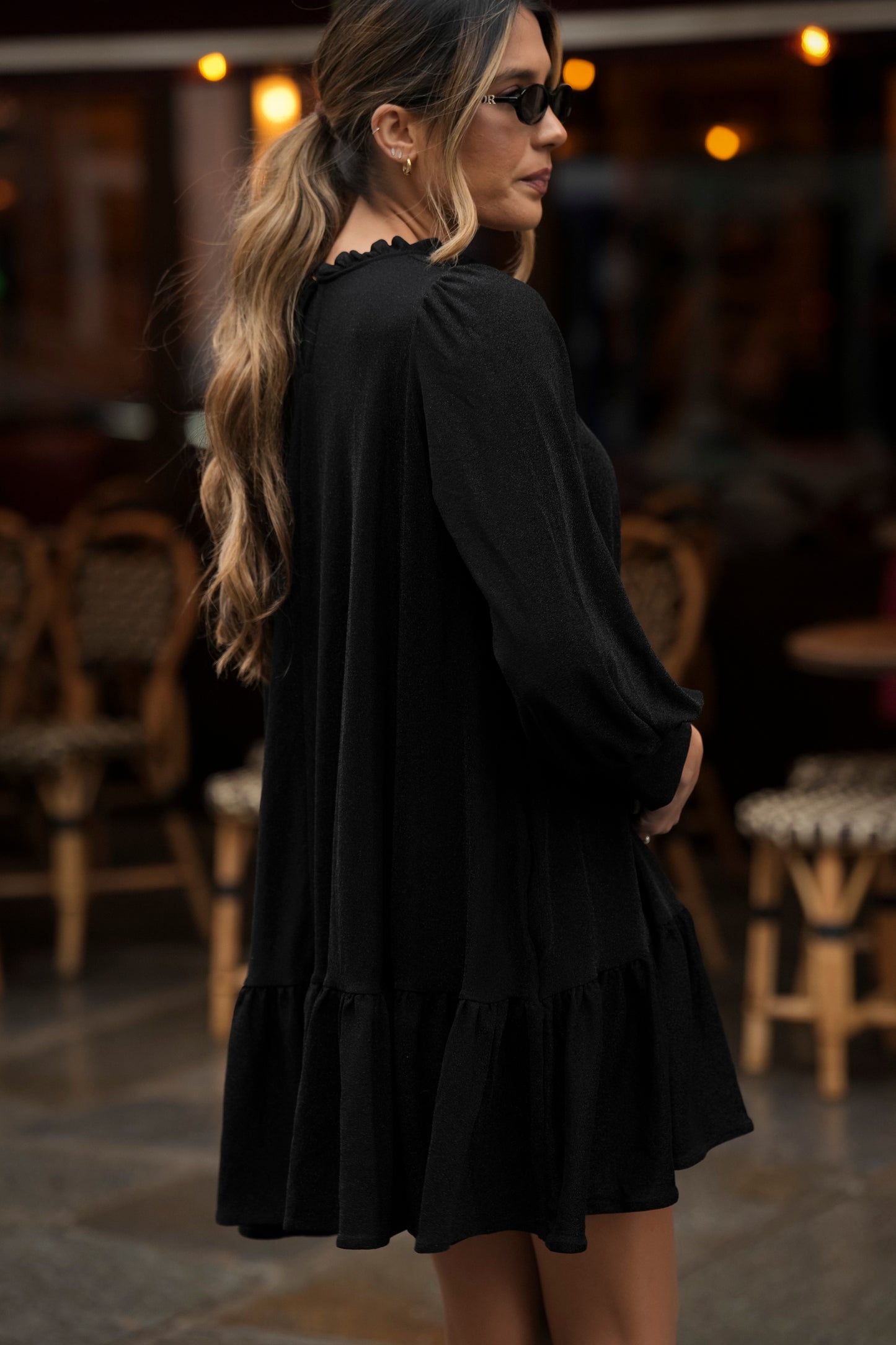 Short dress with printed knit