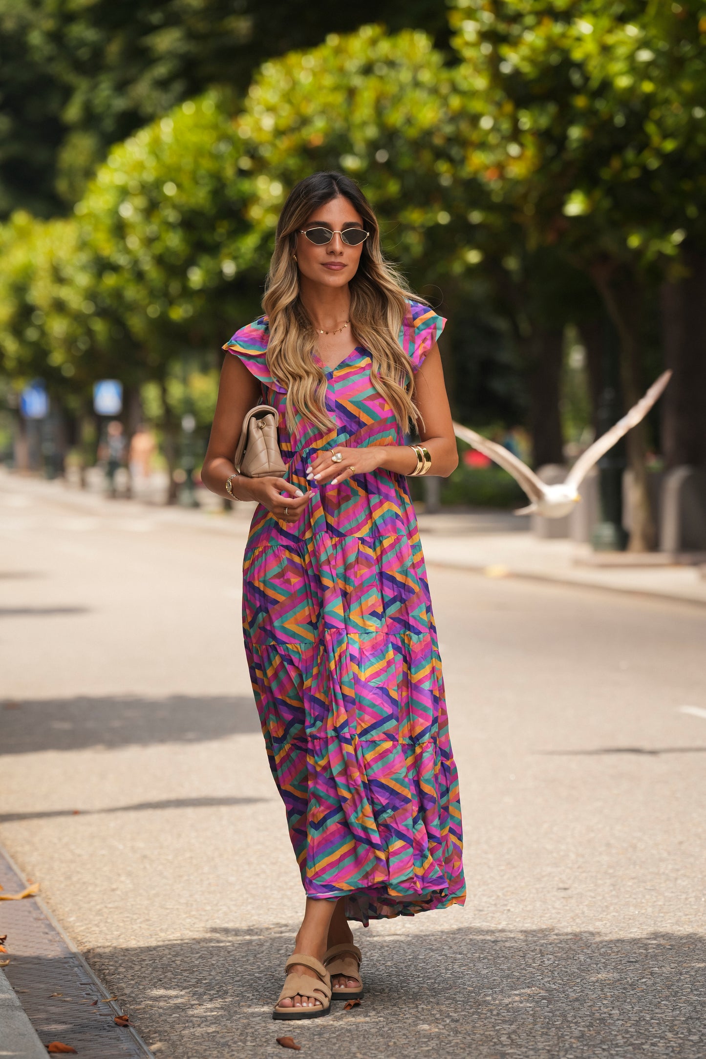 Vestido comprido estampado