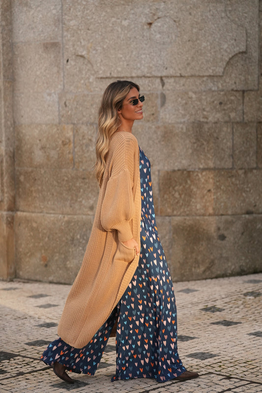 Casaco comprido em malha